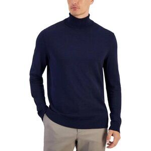 NWT Alfani Mens Merino Wool-Blend Turtleneck Sweater Neo Navy Medium